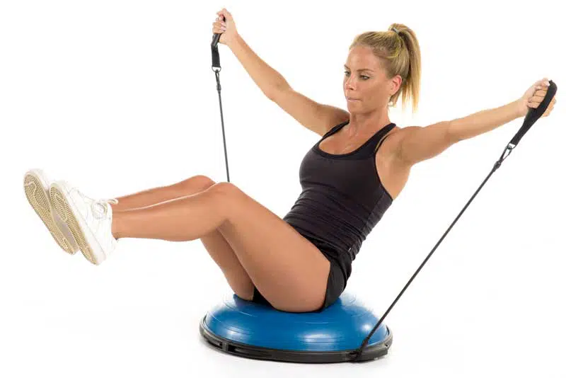 Exercise ball deals with resistance bands